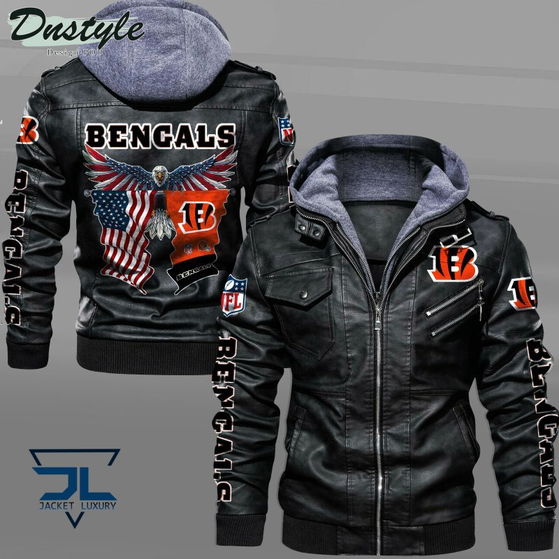Cincinnati Bengals Eagles American Flag Leather Jacket
