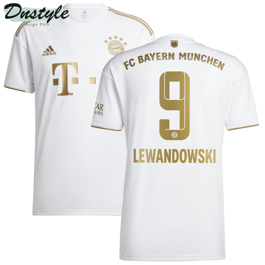 Robert Lewandowski #9 Bayern Munich Youth 2022/23 Away Player Jersey - White