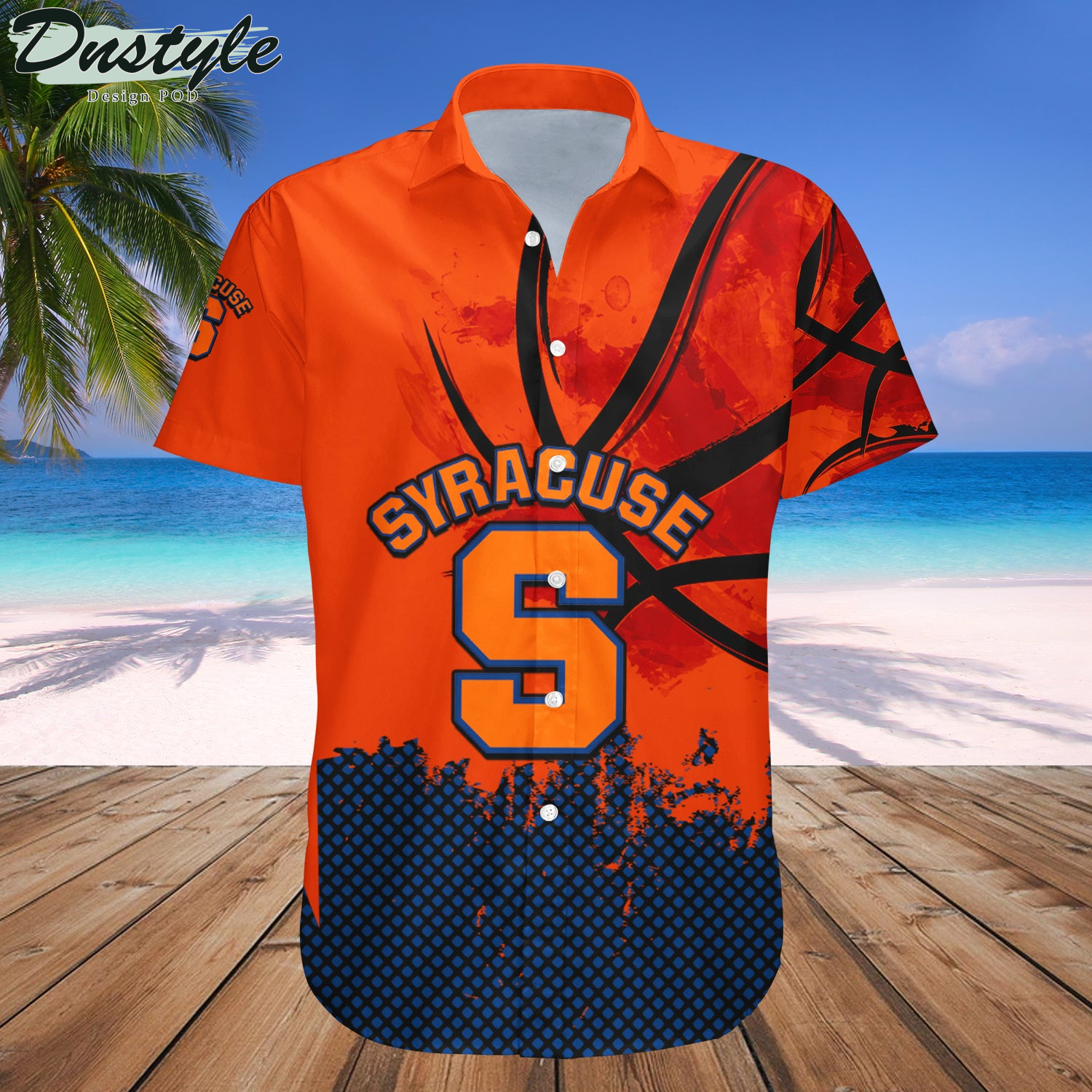 Syracuse Orange Basketball Net Grunge Pattern Hawaii Shirt