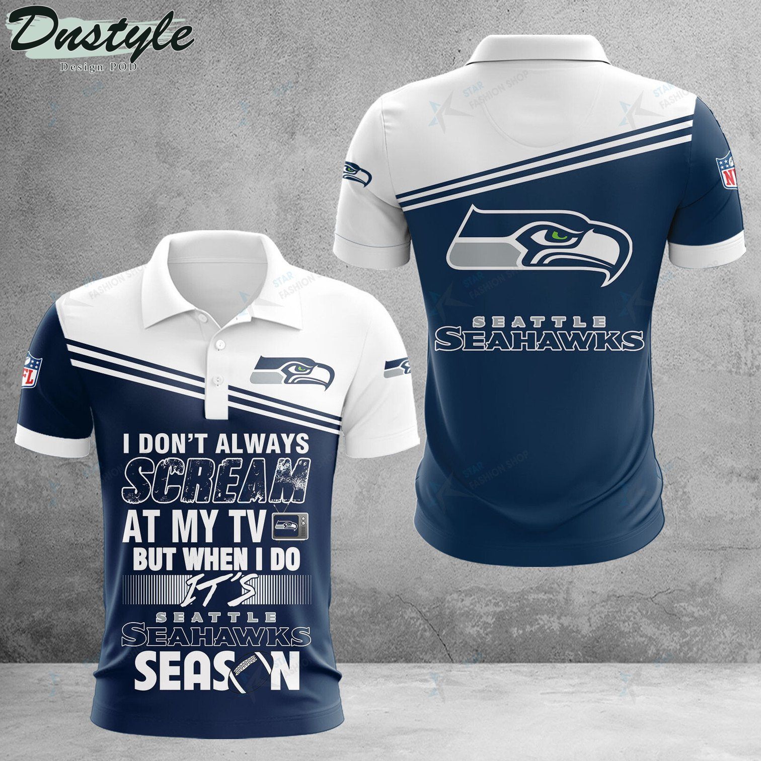 Seattle Seahawks I don’t Always Scream At My TV Polo Shirt