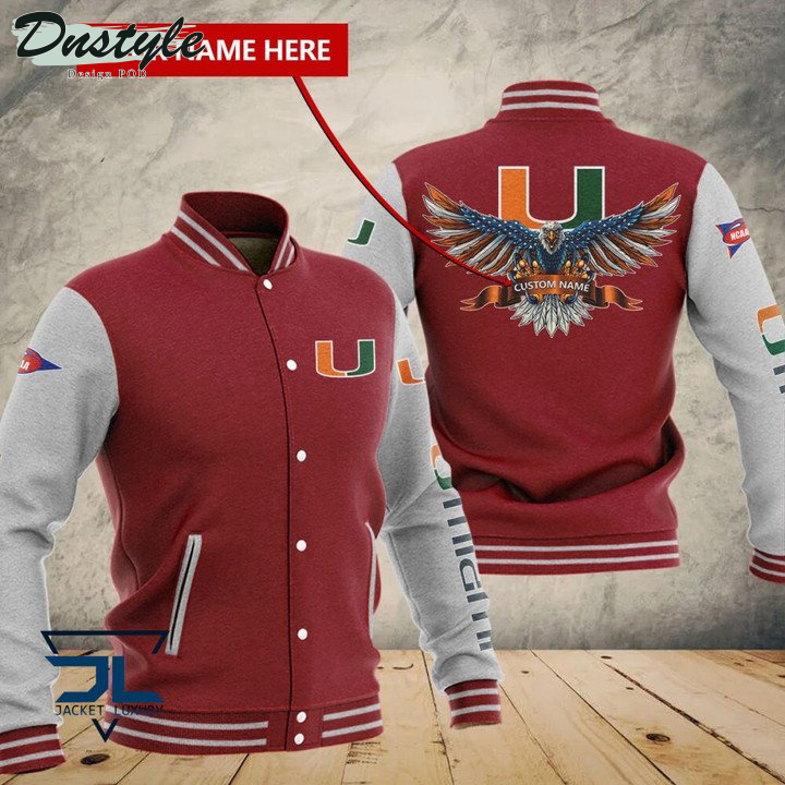 Miami Hurricanes Custom Name Baseball Jacket