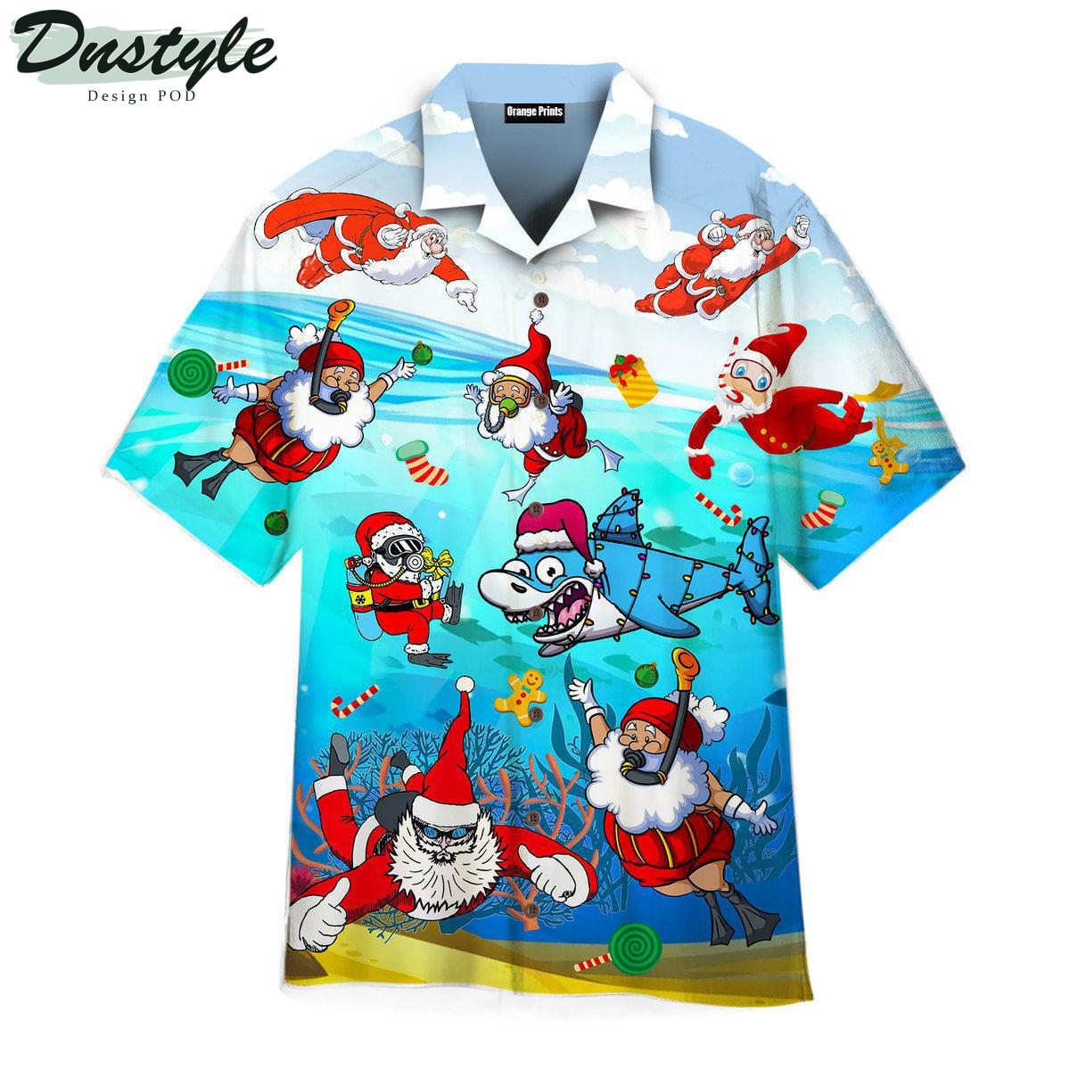 Scuba Diving Santa Claus Christmas Hawaiian Shirt