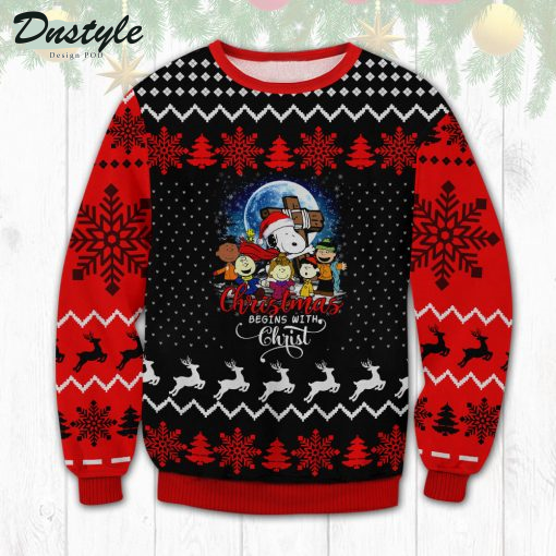 Snoopy Christmas Begin's With Chirst Ugly Sweater