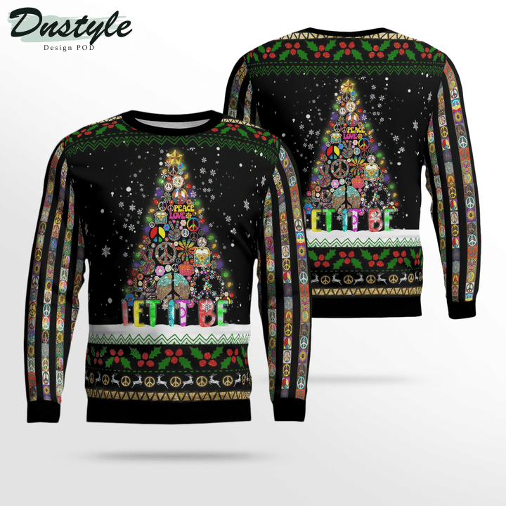 Hippie Let It Be Ugly Merry Christmas Sweater