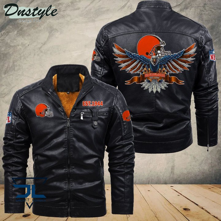 Cleveland Browns Eagle Fleece Leather Jacket