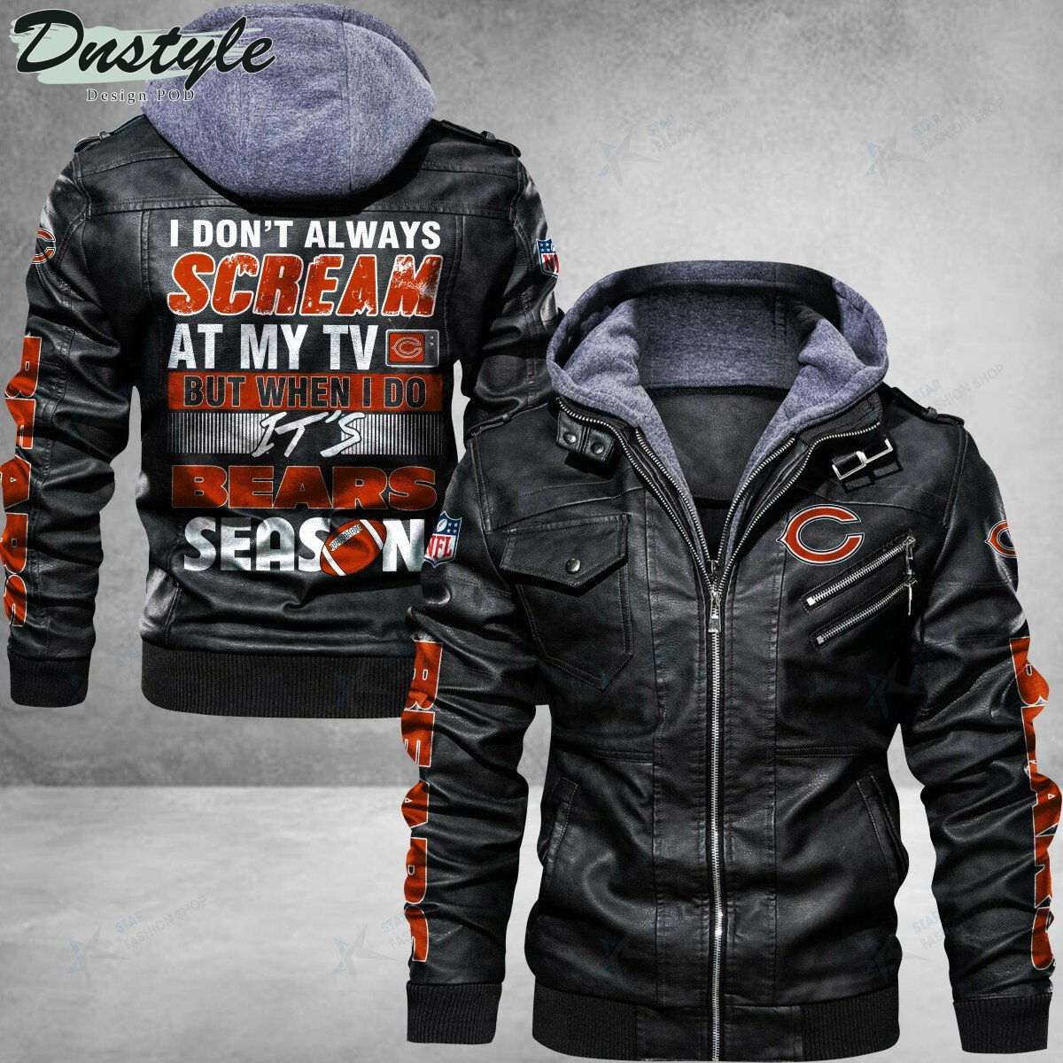 Chicago Bears I don't Always Scream At My TV Leather Jacket