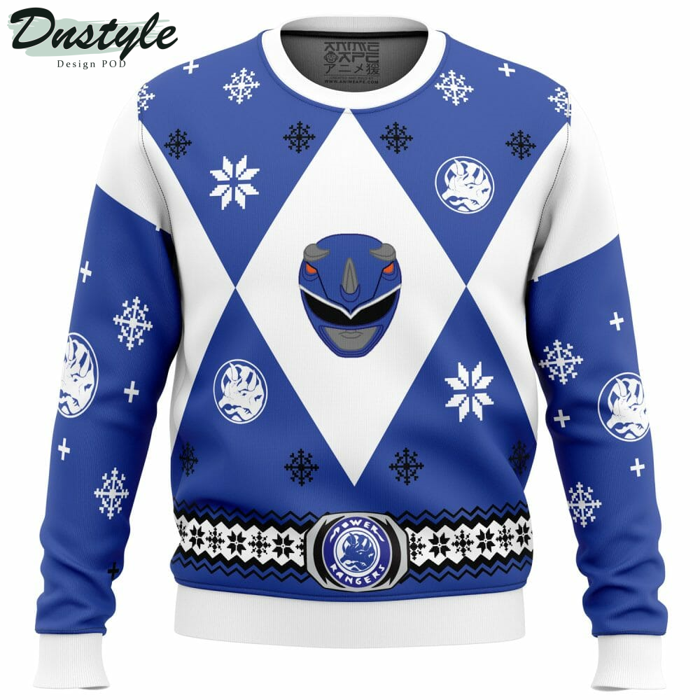 Mighty Morphin Power Rangers Blue Ugly Christmas Sweater