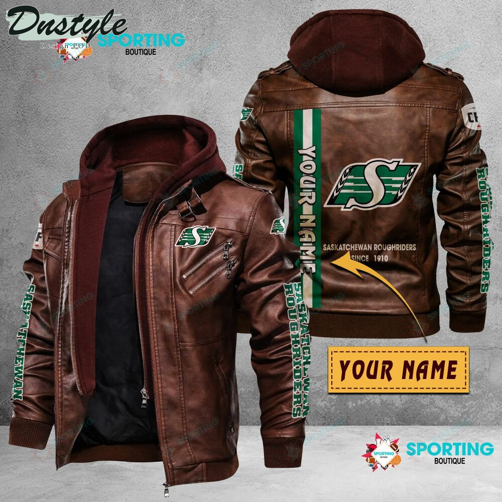 Saskatchewan Roughriders custom name leather jacket