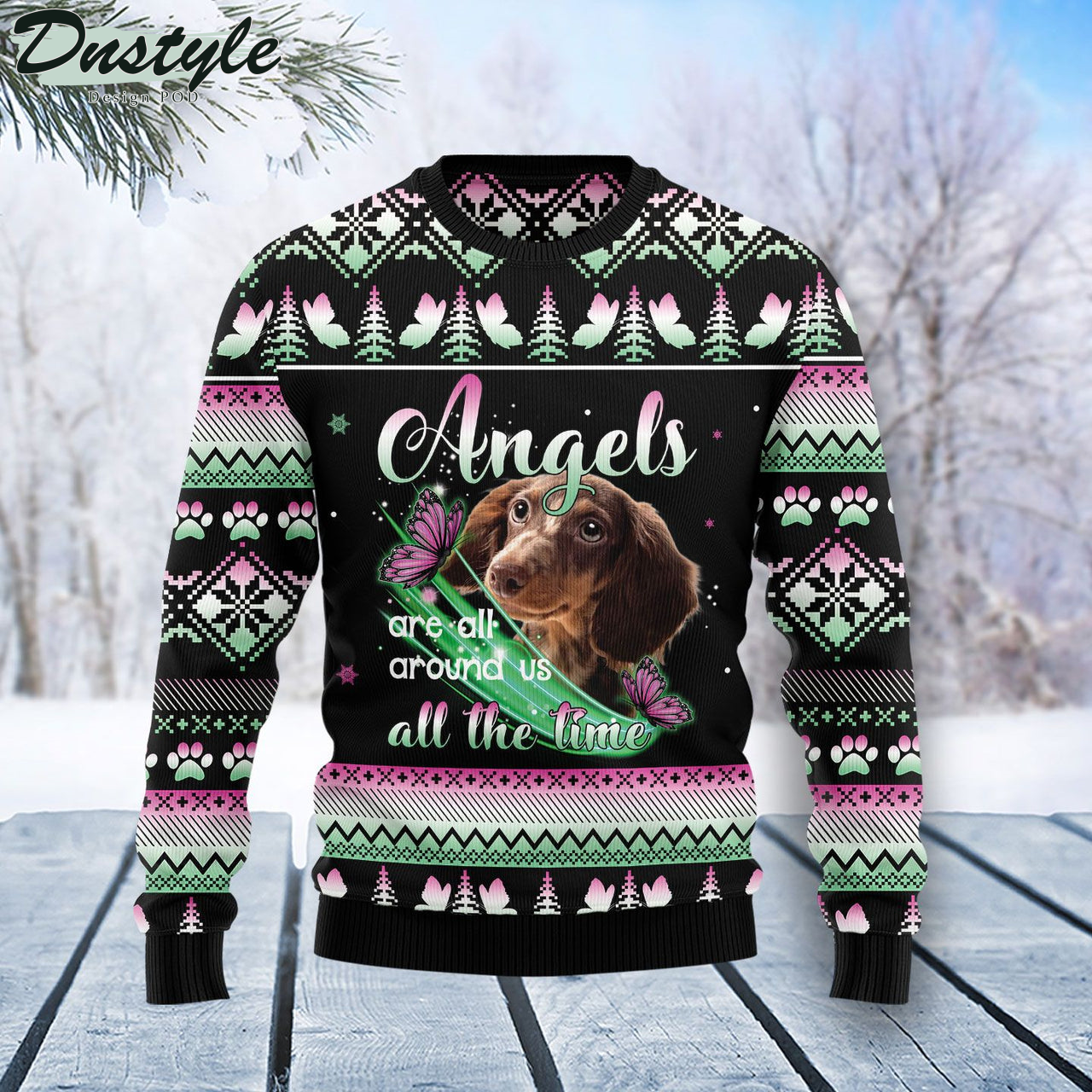 Dachshund Dog Angel Ugly Christmas Sweater