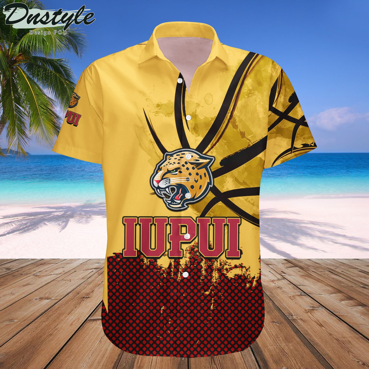 IUPUI Jaguars Basketball Net Grunge Pattern Hawaii Shirt