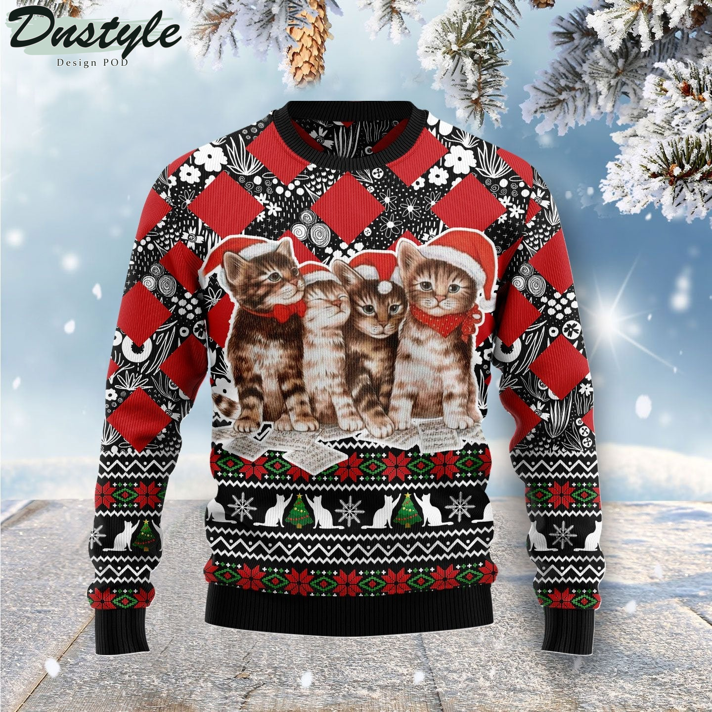 Merry Christmas Singing Cats Kitten Ugly Christmas Sweater