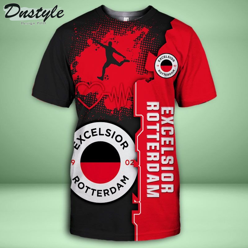 Excelsior Rotterdam T-shirt met capuchon en all-over print