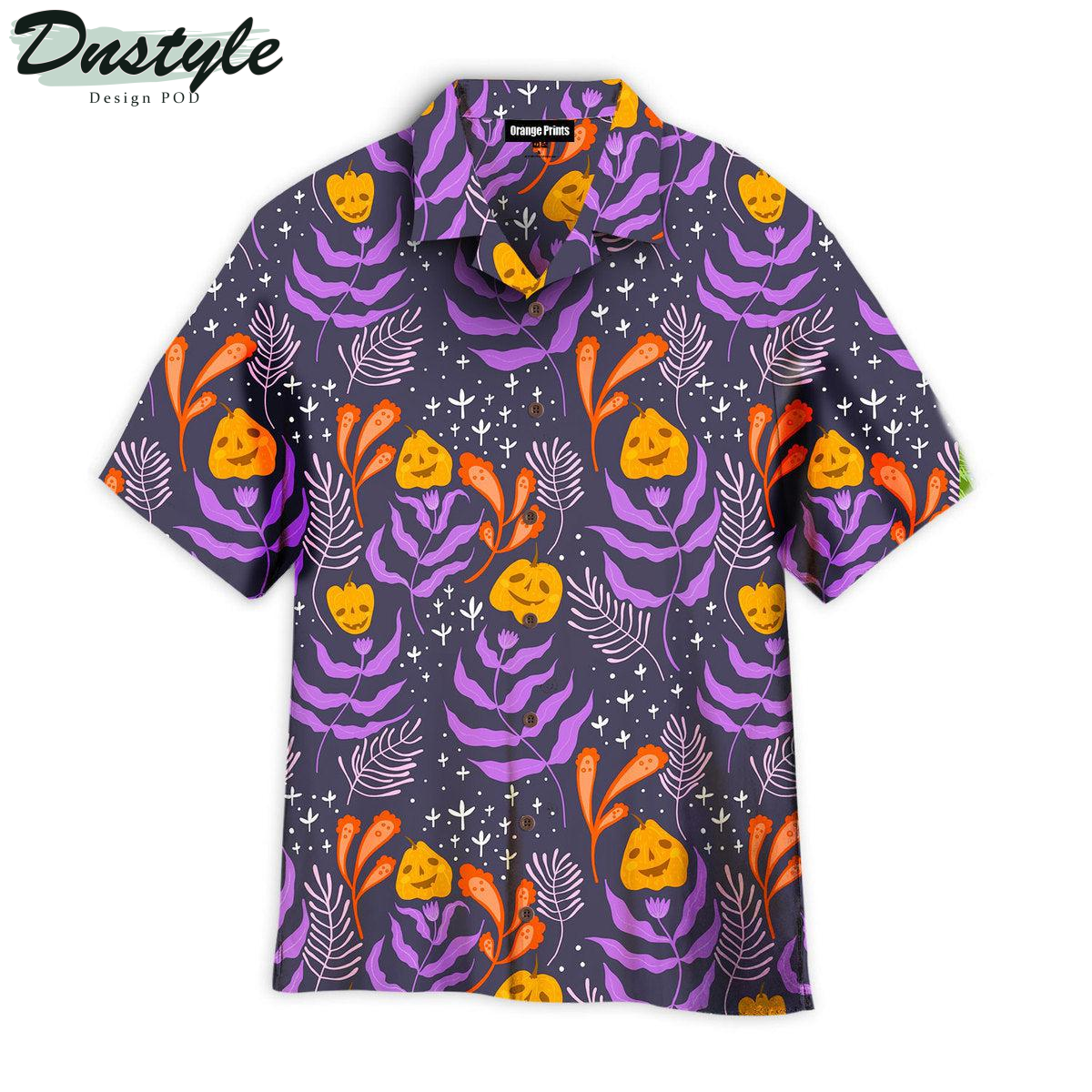 Halloween Pumkins Tropical Pattern Hawaiian Shirt