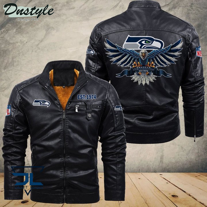 Seattle Seahawks Eagle Fleece Leather Jacket