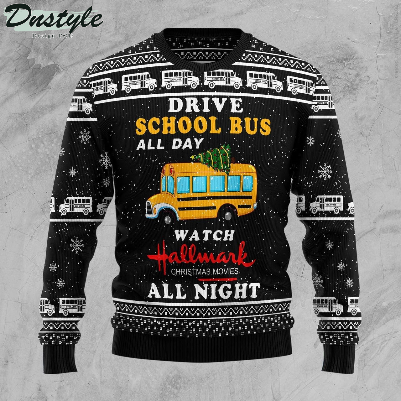 School Bus All Day Ugly Christmas Sweater