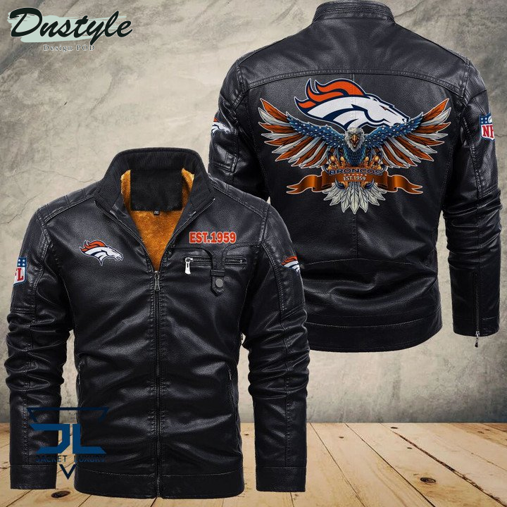 Denver Broncos Eagle Fleece Leather Jacket