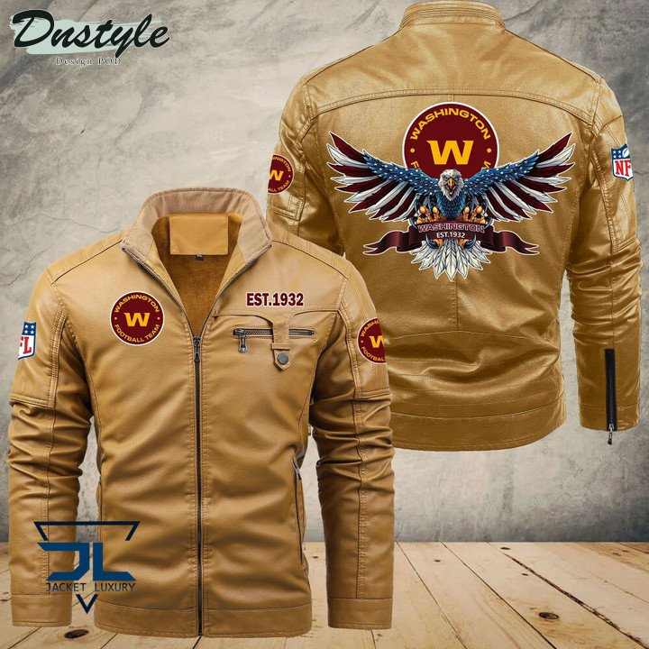 Washington Football Team Eagle Fleece Leather Jacket