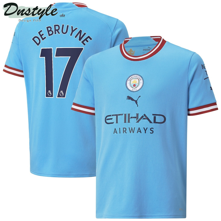 Kevin De Bruyne #17 Manchester City Youth 2022/23 Home Player Jersey - Sky Blue