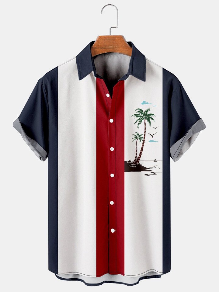 Bowling Coconut Tree Tropical Hawaiian Shirt