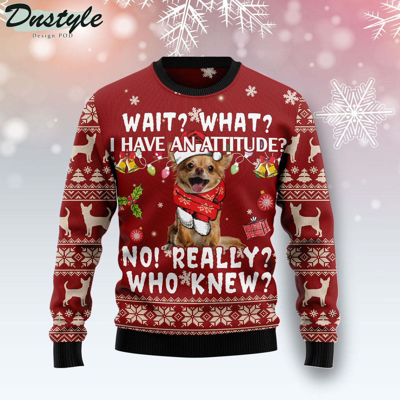 Chihuahua Attitude Ugly Christmas Sweater
