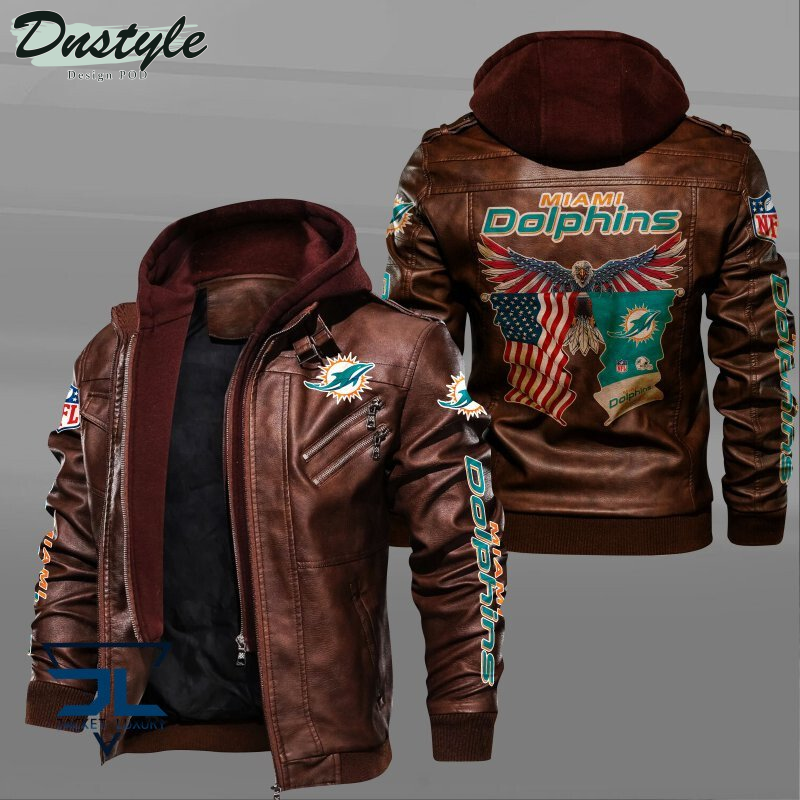 Miami Dolphins Eagles American Flag Leather Jacket
