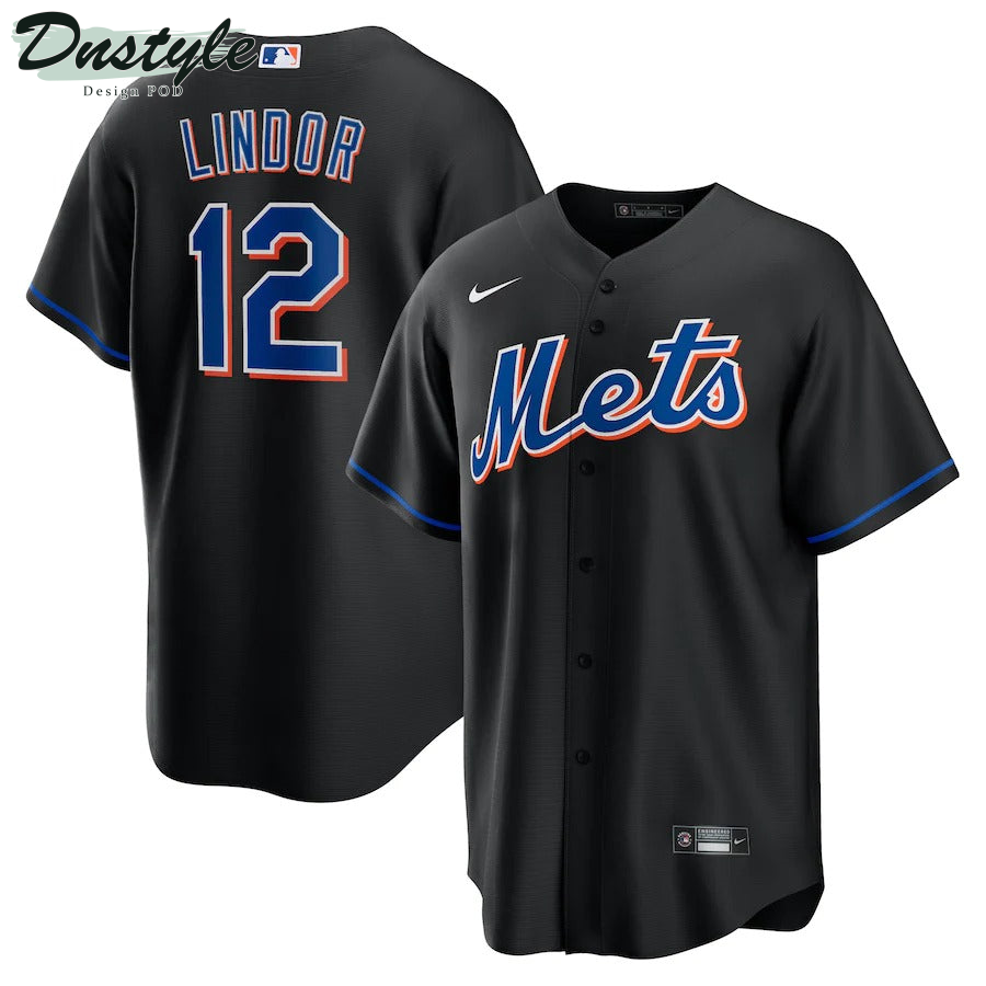 Men's New York Mets Francisco Lindor Nike Black 2022 Alternate Replica Player Jersey