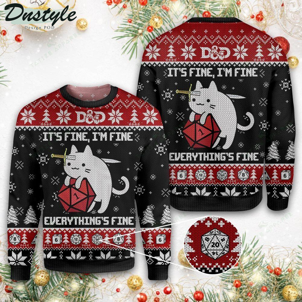 Dungeons and Dragon It’s Fine , I’m Fine Everything’s Fine Ugly Christmas Sweater