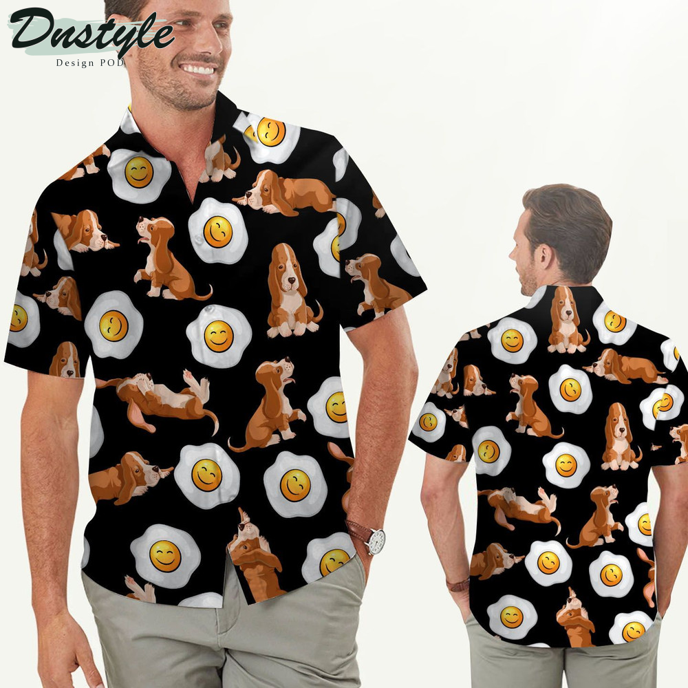 Baset Hound Cute Eggs Tropical Hawaiian Shirt