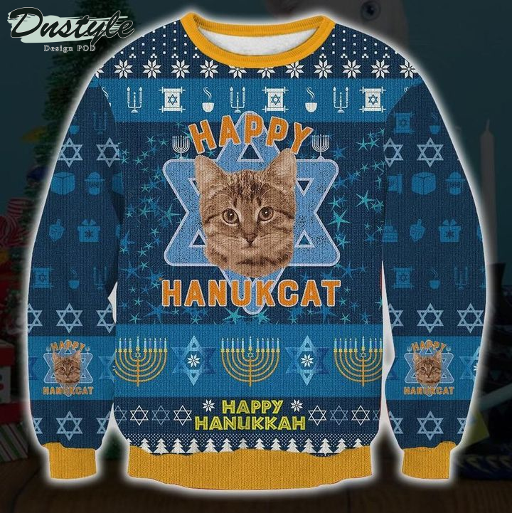 Happy Hanukcat Ugly Christmas Sweater