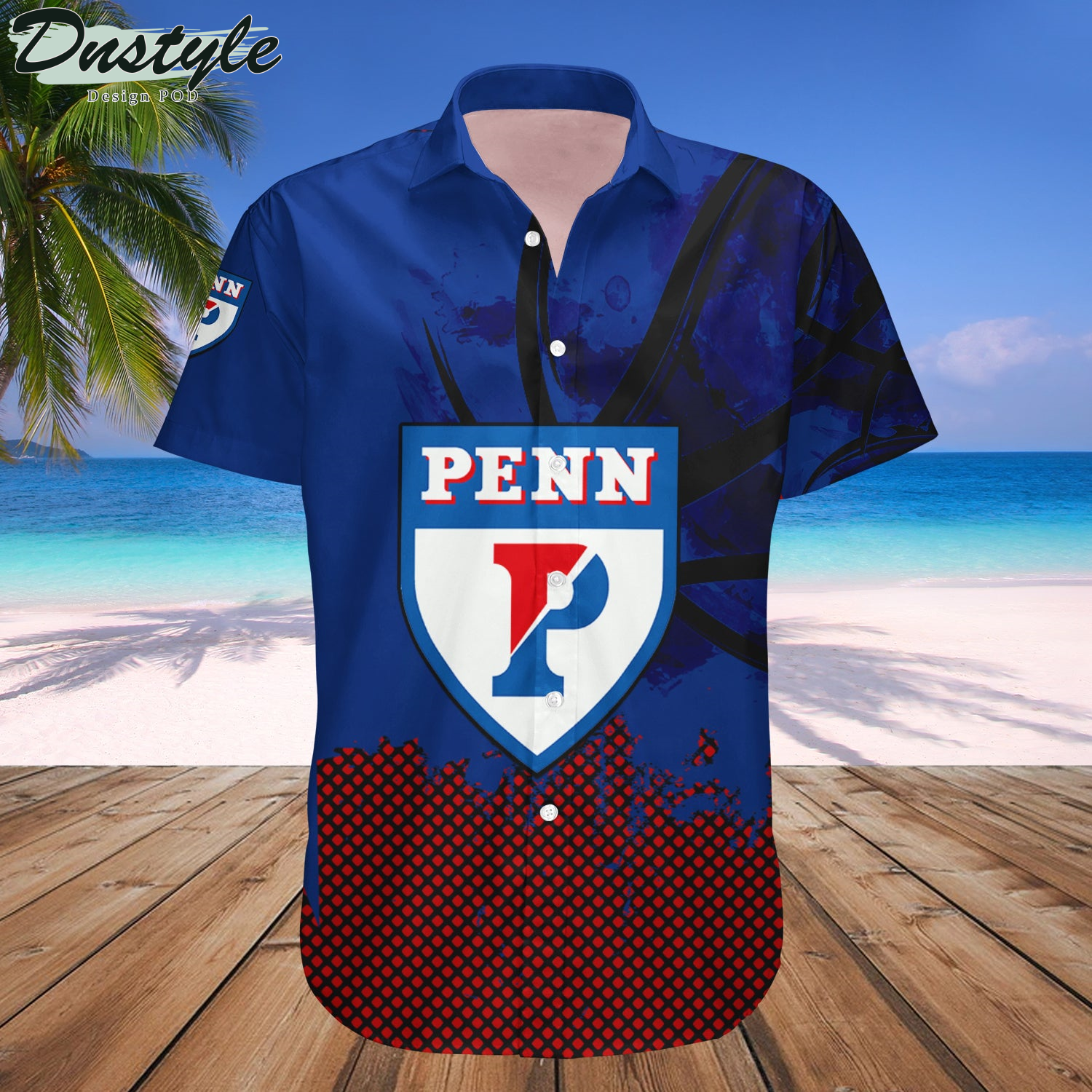 Penn Quakers Basketball Net Grunge Pattern Hawaii Shirt
