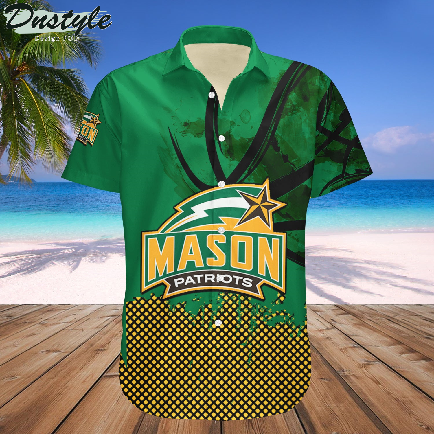 George Mason Patriots Basketball Net Grunge Pattern Hawaii Shirt