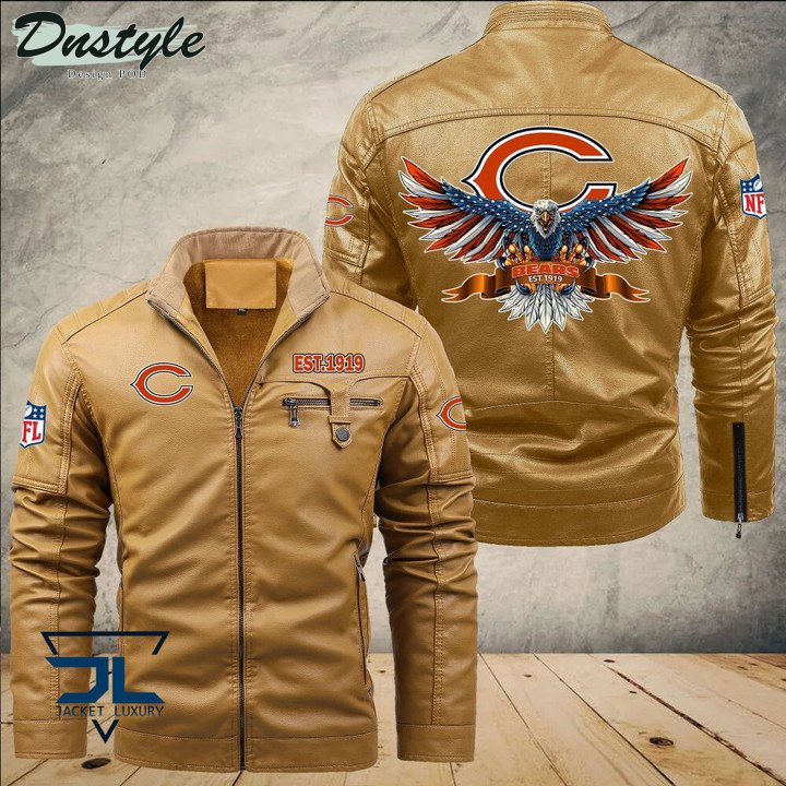 Chicago Bears Eagle Fleece Leather Jacket