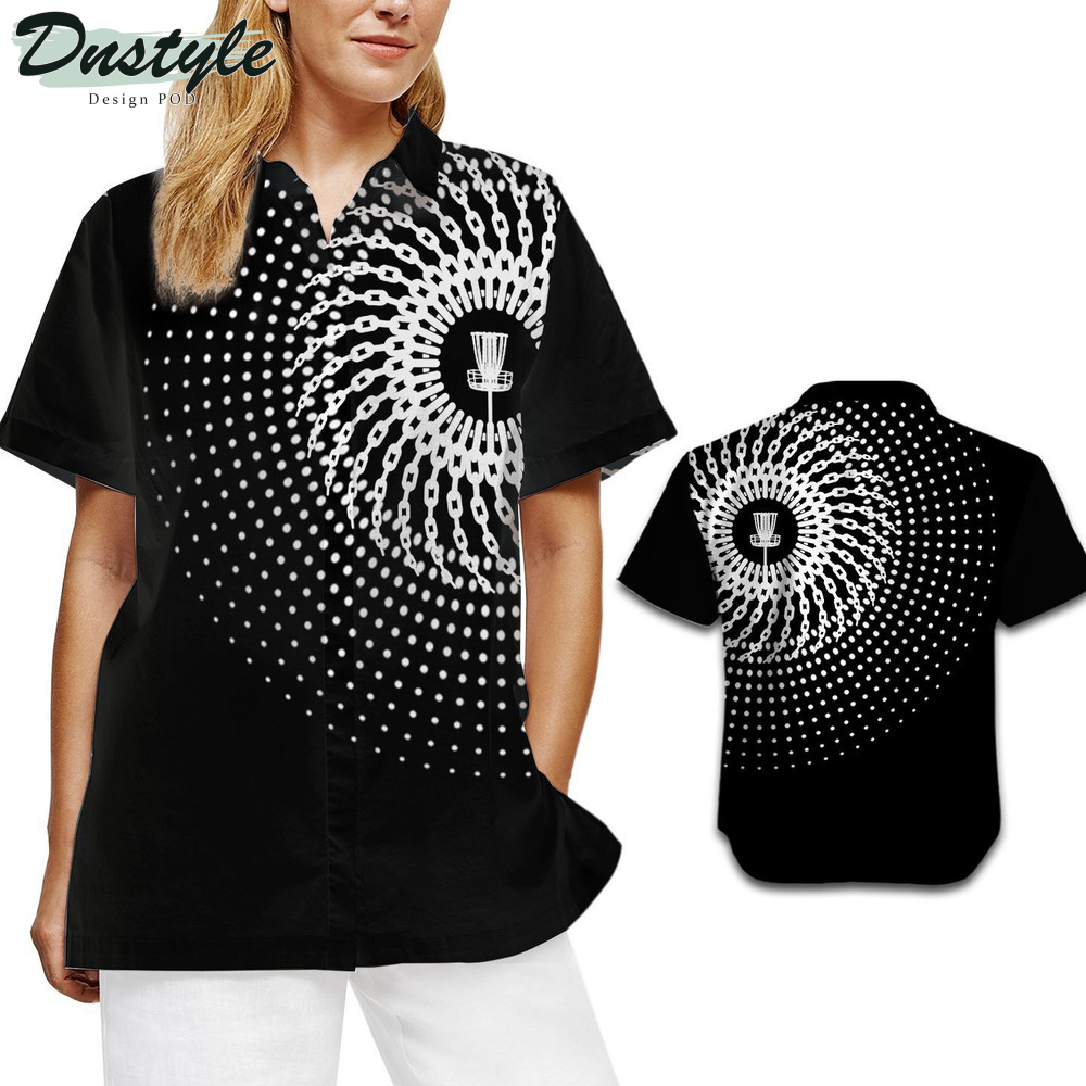 Disc Golf Basket Chains Black Hawaiian Shirt