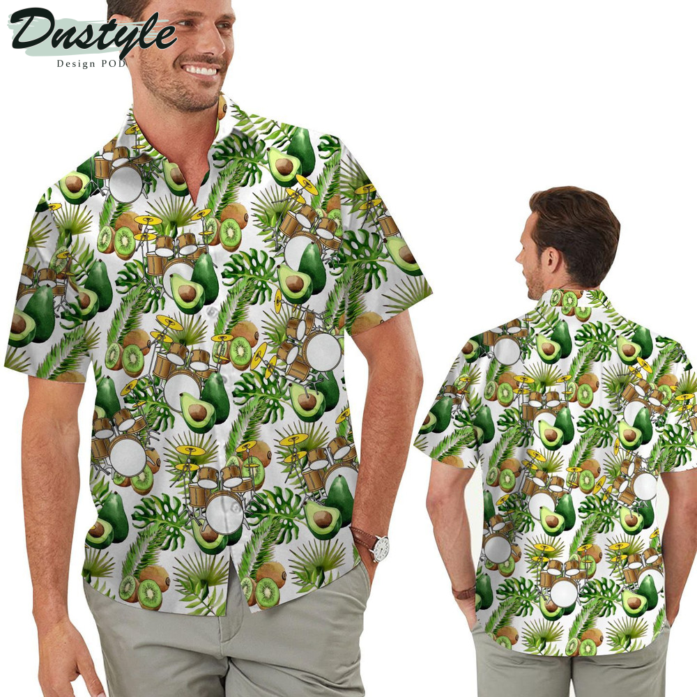 Tropical Avocado And Kiwi Drums Hawaiian Shirt