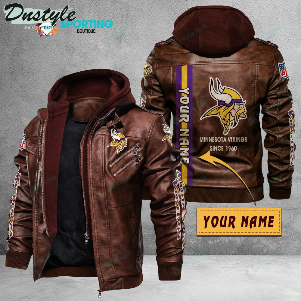 Minnesota Vikings custom name leather jacket