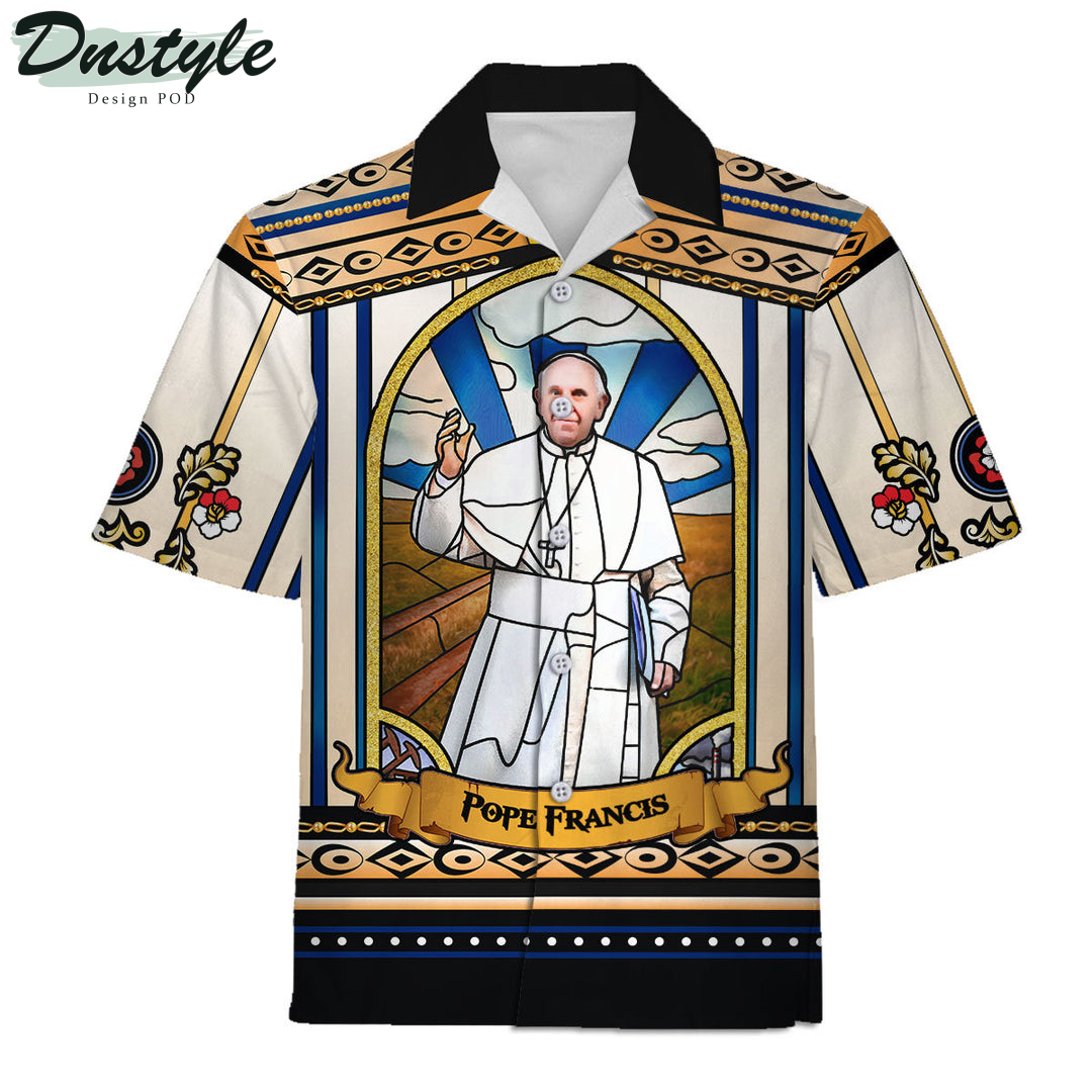 Pope Francis Stained Glass Hawaiian Shirt And Short