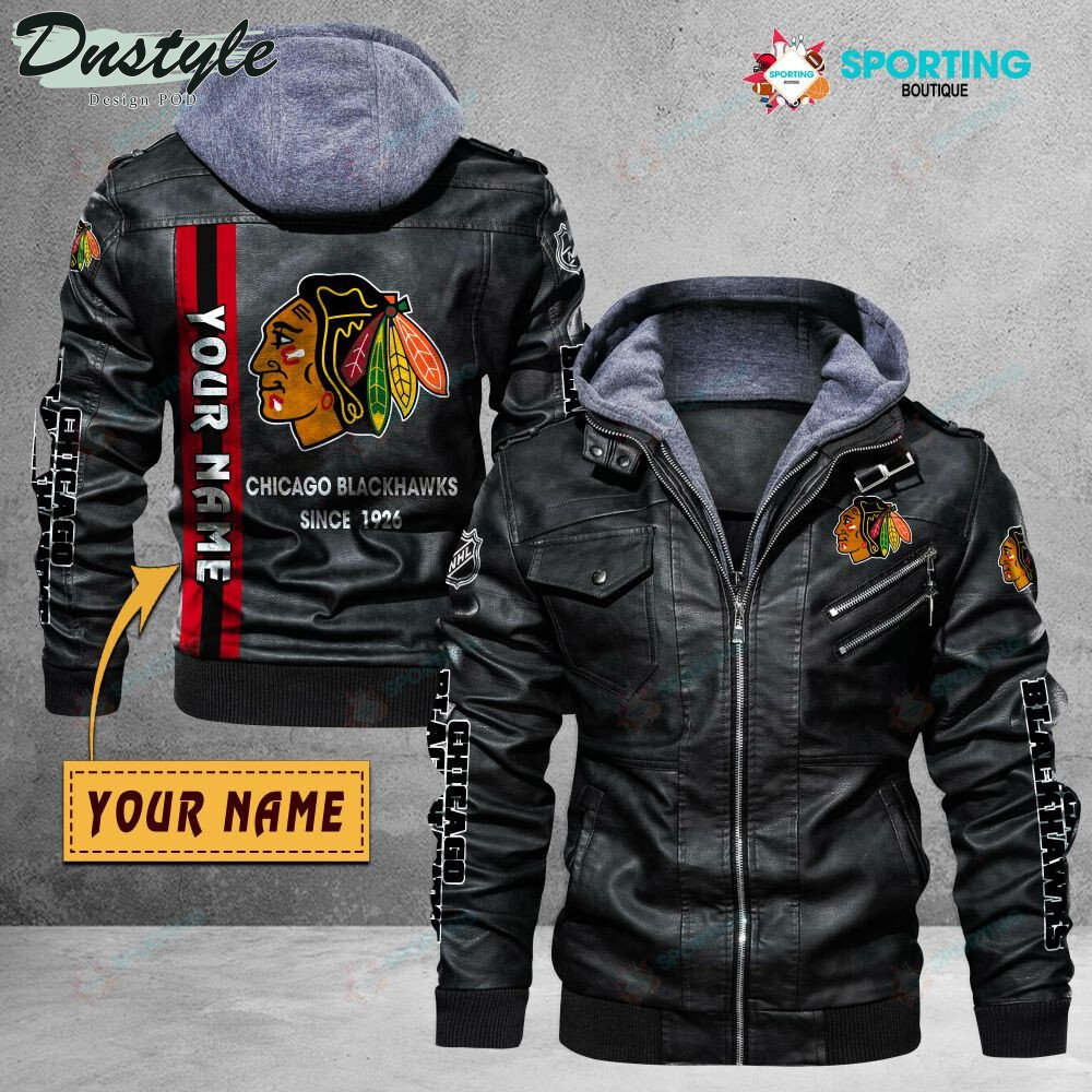 Chicago Blackhawks custom name leather jacket