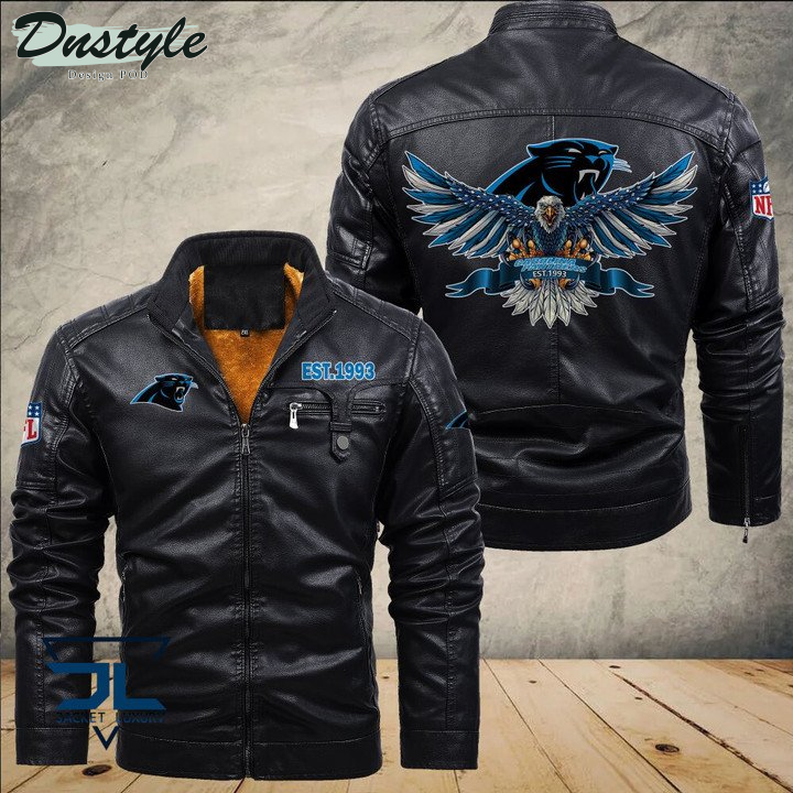 Carolina Panthers Eagle Fleece Leather Jacket