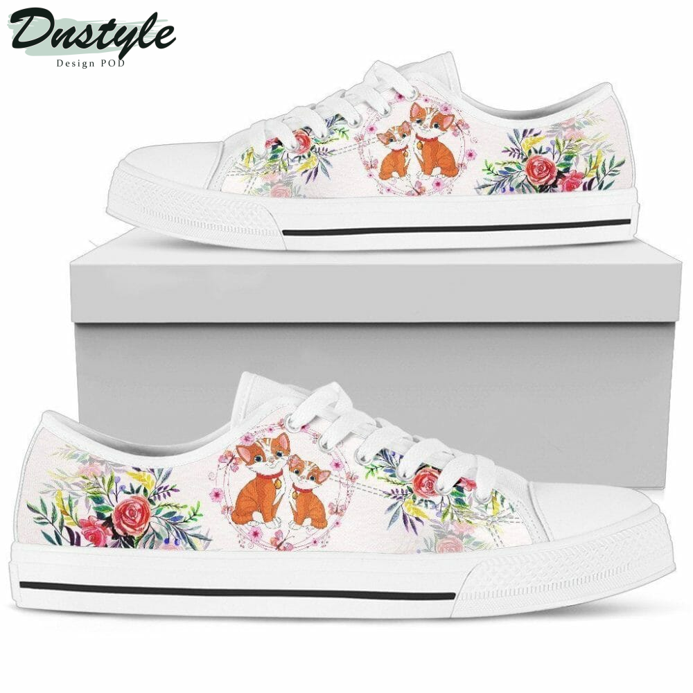 Floral Cat Low Top Shoes Sneakers