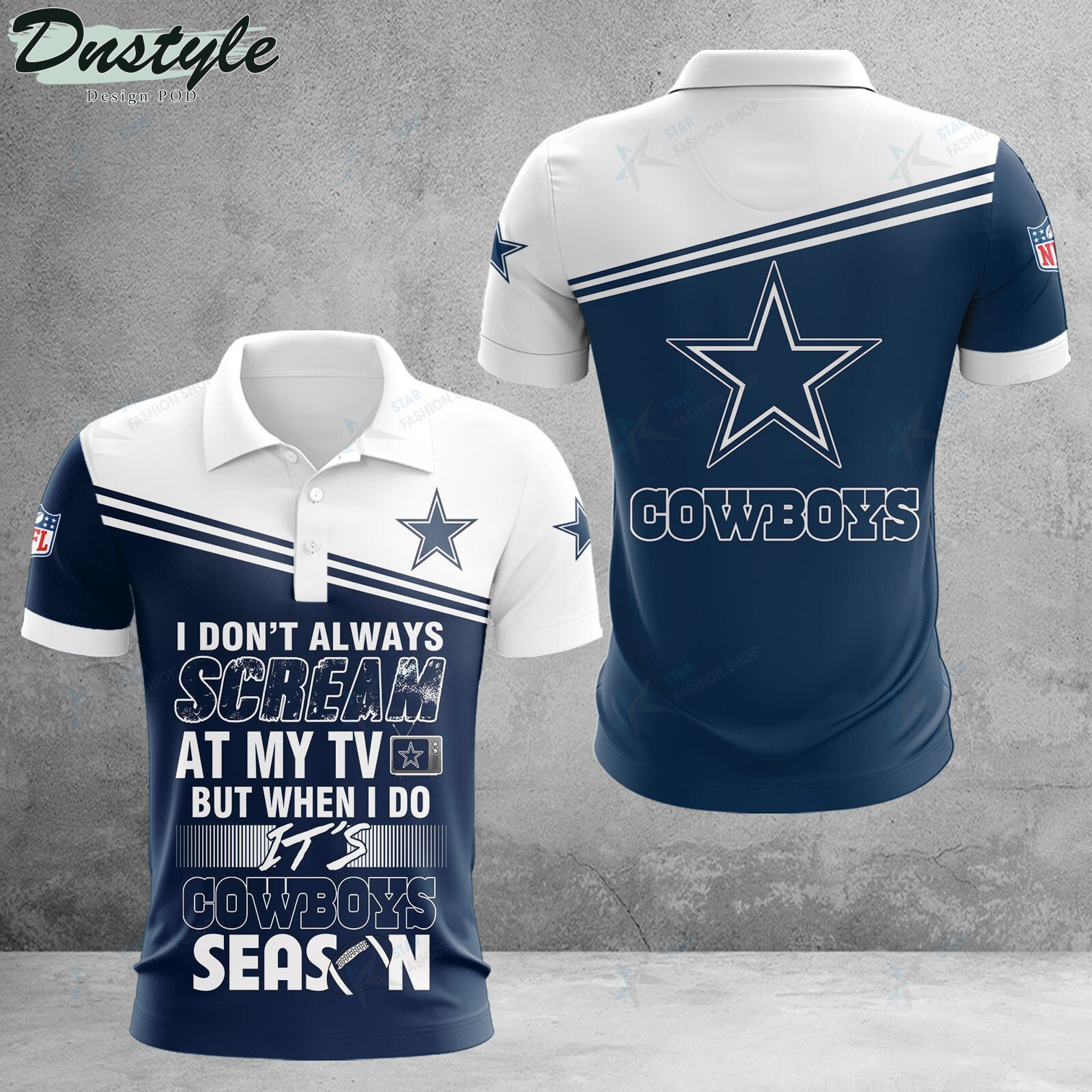 Dallas Cowboys I don't Always Scream At My TV Polo Shirt