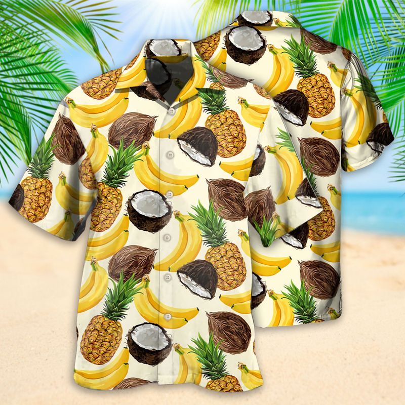 Summer Fruits Coconut Banana Pineapple Hawaiian Shirt