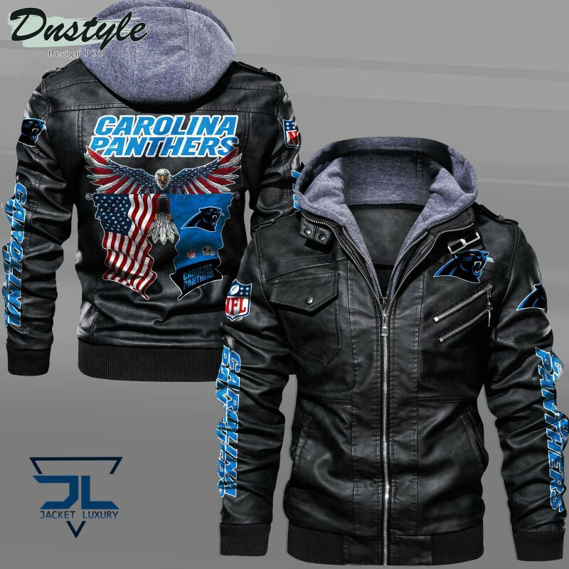 Carolina Panthers Eagles American Flag Leather Jacket