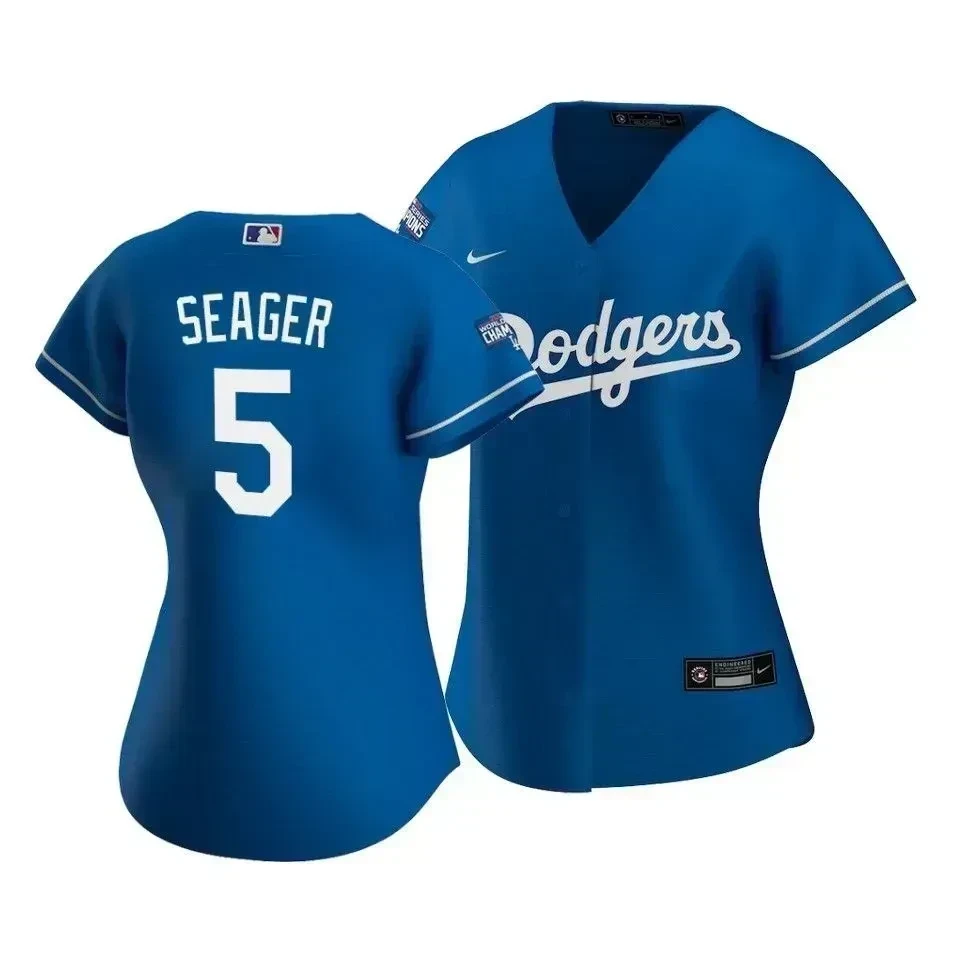 Dodgers Corey Seager #5 2020 World Series Champions Royal Alternate Women's MLB Jersey