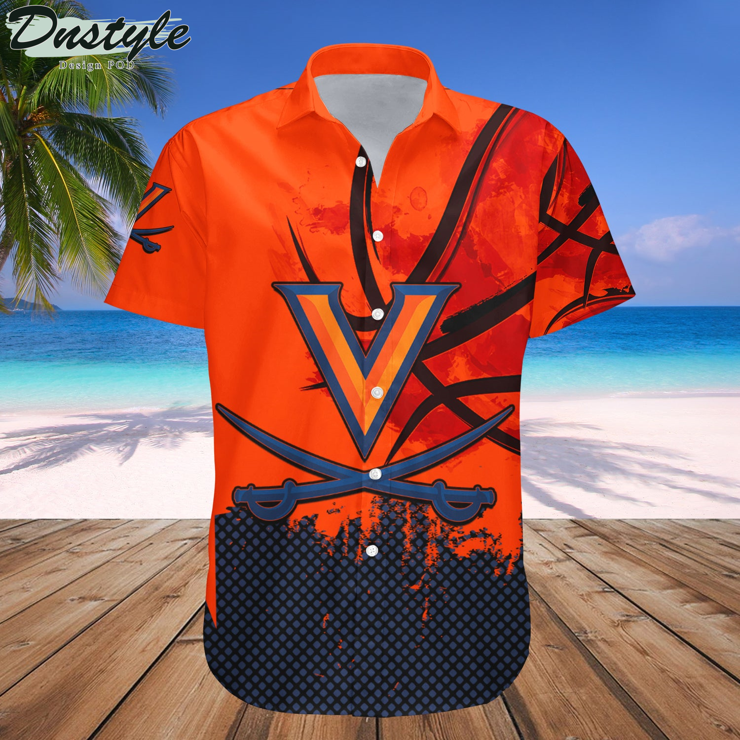 Virginia Cavaliers Basketball Net Grunge Pattern Hawaii Shirt