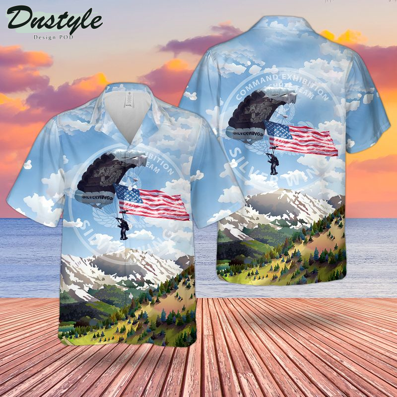 US Army Maneuver Center of Excellence Command Exhibition Parachute Team Silver Wings Hawaiian Shirt