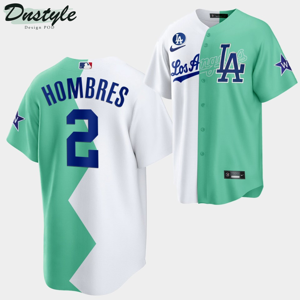 2022 All-Star Celebrity Softball Game Los Angeles Dodgers Bryan Cranston #2 White Green Jersey Hombres
