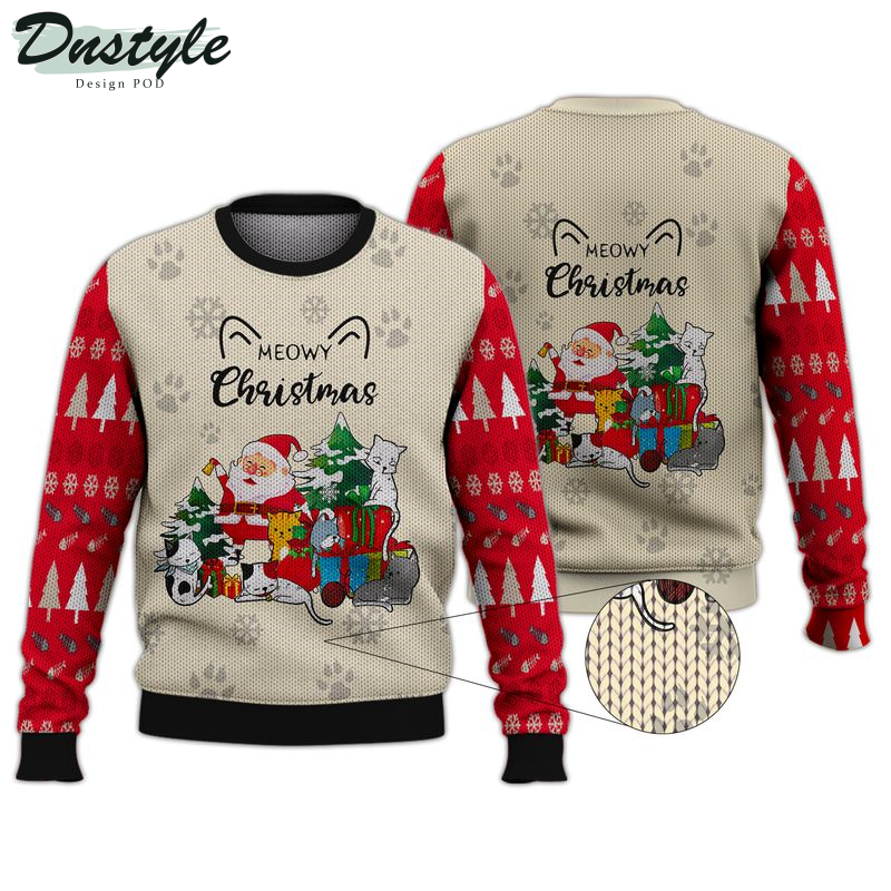 Meowy Christmas Gift For Cat Lovers Ugly Christmas Sweater