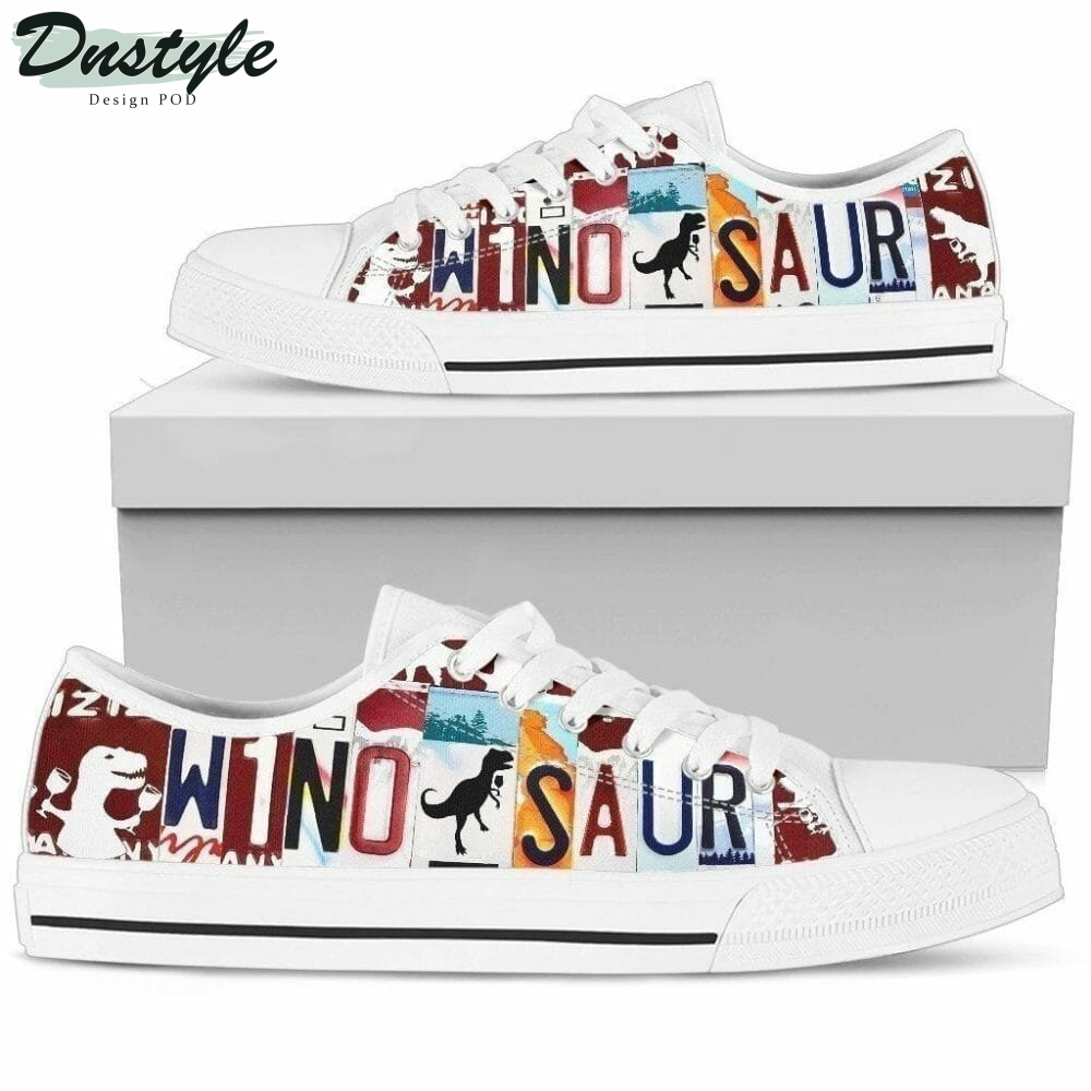 Wino-saur Dinosaur and Wine Lover Low Top Shoes Sneakers