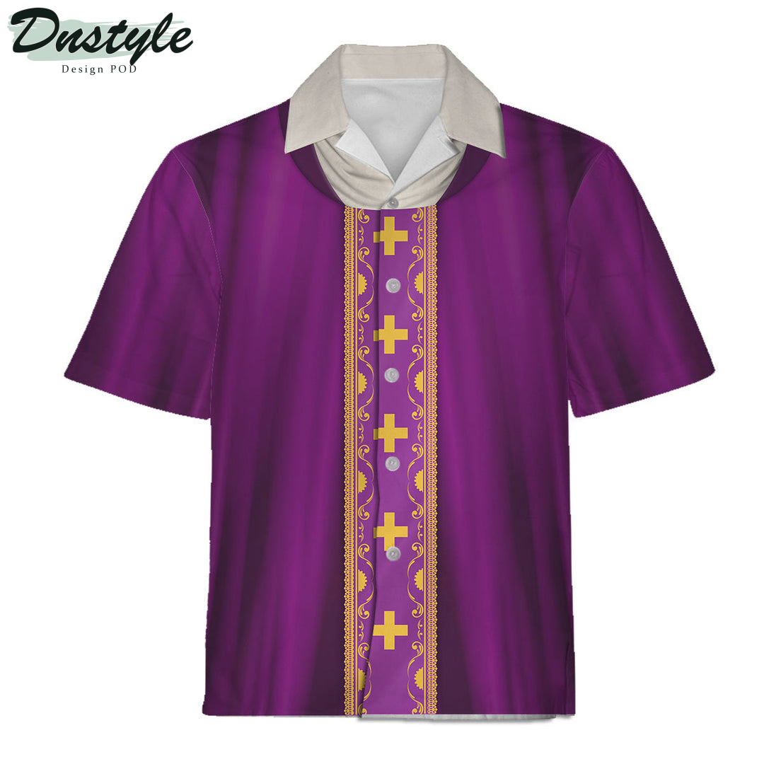 Purple Liturgical Vestment Hawaiian Shirt And Short