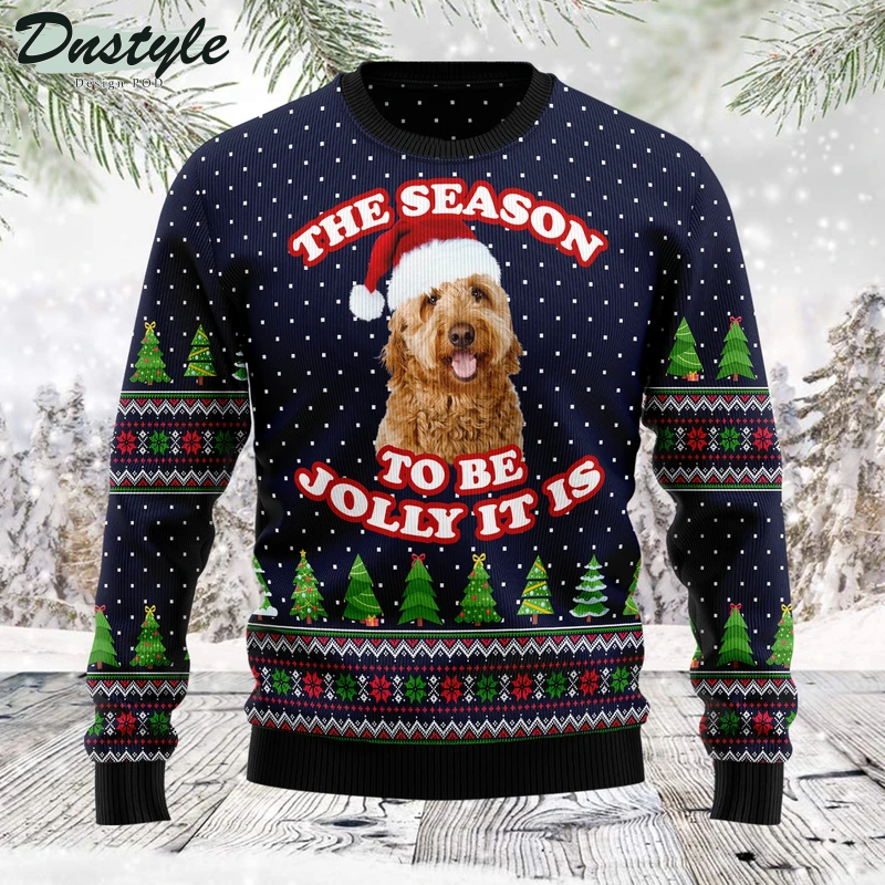 The Season To Be Jolly Goldendoodle Ugly Christmas Sweater